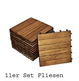 SAM® Sparset: Akazienholz Balkon Terrasse Bodenfliese 01 Holzfliese 11 Stück ca. 1 qm