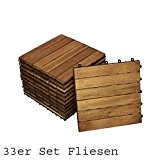 SAM® Sparset: Akazienholz Balkon Terrasse Bodenfliese 01 Holzfliese 33 Stück ca. 3 qm