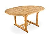 SAM® Teak-Holz, Ausziehtisch mit Schirmloch, massiver Gartentisch mit Platz für die ganze Familie, Holztisch mit geschliffener Oberfläche, ca. 120-170 x ...