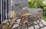 SAM® Teak-Holz Balkongruppe, Gartengruppe, Gartenmöbel 3tlg. Sunset, bestehend aus 1 x Tisch + 2 x Klappstuhl, zusammenklappbar, leicht zu verstauen