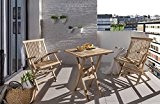 SAM® Teak-Holz Balkongruppe, Gartengruppe, Gartenmöbel 3tlg. Sunset, bestehend aus 2 x Klappstuhl + 1 x Tisch, zusammenklappbar, leicht zu verstauen