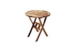 SAM® Teak-Holz Balkontisch, Gartentisch, Holztisch Rondo, zusammenklappbarer Tisch, leicht zu verstauen, runder Klapptisch, geölt, massiv, 80 cm Durchmesser