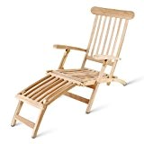 SAM® Teak-Holz Deckchair, Liegestuhl, Sonnenliege Puccon, verstellbare Liege aus Massivholz, zusammenklappbar, platzsparend zu verstauen im Winter