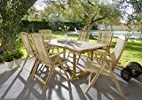 SAM® Teak-Holz Garten-Gruppe Gartenmöbel 7tlg Caracas, Balkon-Gruppe bestehend aus 1 x Tisch + 6 x Stuhl, zusammenklappbare Stühle, leicht zu ...