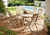 SAM® Teak-Holz Garten-Gruppe, Gartenmöbel Aruba 7tlg, bestehend aus 1 x Tisch + 6 x Stuhl, zusammenklappbare Stühle, leicht zu verstauen