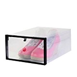 sannix klar Kunststoff Faltbare Schuhe Aufbewahrungsbox Kofferraum Box mit Rahmen Behälter für Home Office Schrank, 5 Stück, plastik, schwarz, 11.42*7.87*4.53 inch