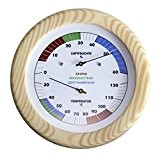 Sauna-Thermo-Hygrometer, mit farblicher Klima - Kennzeichnung für Sauna / Warmluftbad (Biosauna) / Soft Dampfbad, Holzgehäuse Ø 155mm