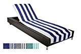 Schonbezug für Gartenliege, Strandliegenauflage, Frottee Schonbezug, 100% Baumwolle - 70x200 cm - blau gestreift - Brandsseller