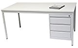 Schreibtisch mit 3er-Schubladenschrank Professional LxB: 160x80 cm, lichtgrau, Marke: Szagato (Arbeitstisch, Computertisch, Bürotisch, Druckertisch)