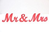 Schriftzug für Hochzeitsfeier, Aufschrift: "Mr & Mrs", Holz und PVC, holz, Rot, 3.15 inch height