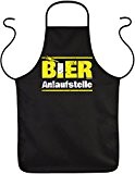 Schürze Bier Sprüche - lustige Partyschürze : Bier / Bier Anlaufstelle - Kochschürze schwarz