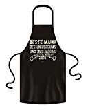 Schürze Grillschürze Kochschürze Beste Mama des Universums 2016 Muttertagsgeschenk Geburtstagsgeschenk Mutter in schwarz