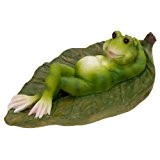 Schwimmende Tierfigur auf Blütenblatt Teichfigur 26cm Schwein Katze Frosch Ente Gartenteich Deko , Modell / Charakter:Frosch