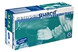 Semperguard 816780635 / 3000001628 Xpert Einmalschutzhandschuh aus Nitrillatex, puderfrei, Chemikalienspritzschutz, Größe M, 7-8, Grün/Blau (100 er-Pack)