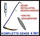 Sense 70cm 4in1 EMEL PLUS SET: SENSE, METALLSTIEL, DENGELAMBOSS, +GRATIS: SCHLEIFSTEINS; Wetzstein Sensenstiel Klappsense Wettschliff