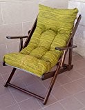 Sessel Liegestuhl Relax 3 Positionen aus Holz zusammenklappbar Kissen gefüllt H 100 cm Wohnzimmer Küche Lounge Sofa Chair Sofa 'Farbe grün