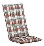 Sesselauflage Sitzpolster Gartenstuhlauflage UDA 1 | B 48 cm x L 120 cm | Beige-Grau-Rot | Baumwolle