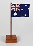 Set 2 Stück Mini Tischflagge Australien 67x44 mm mit Ständer aus Holz, Gesamthöhe ca. 130 mm Tisch Flagge Fahne