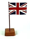 Set 2 Stück Mini Tischflagge Großbritannien Union Jack 67x44 mm mit Ständer aus Holz, Gesamthöhe ca. 130 mm Tisch Flagge ...