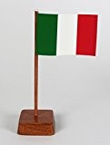 Set 2 Stück Mini Tischflagge Italien 67x44 mm mit Ständer aus Holz, Gesamthöhe ca. 130 mm Tisch Flagge Fahne