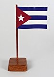 Set 2 Stück Mini Tischflagge Kuba 67x44 mm mit Ständer aus Holz, Gesamthöhe ca. 130 mm Tisch Flagge Fahne