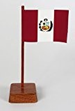 Set 2 Stück Mini Tischflagge Peru 67x44 mm mit Ständer aus Holz, Gesamthöhe ca. 130 mm Tisch Flagge Fahne