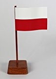 Set 2 Stück Mini Tischflagge Polen 67x44 mm mit Ständer aus Holz, Gesamthöhe ca. 130 mm Tisch Flagge Fahne