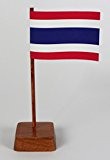 Set 2 Stück Mini Tischflagge Thailand 67x44 mm mit Ständer aus Holz, Gesamthöhe ca. 130 mm Tisch Flagge Fahne