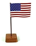 Set 2 Stück Mini Tischflagge USA 67x44 mm mit Ständer aus Holz, Gesamthöhe ca. 130 mm Tisch Flagge Fahne