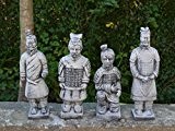Set 4 Chinesische Terrakotta Krieger Soldat Zen Tempelkrieger Qin Steinguss frostfest
