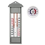 Set Min Max Innen - Aussen - Garten Thermometer mit 2 Skalen Analog in grau . Gartenthermometer und universal Klebe ...