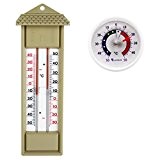 Set Min Max Innen - Aussen - Garten Thermometer mit 2 Skalen Analog in beige ( creme ) . Gartenthermometer ...
