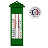 Set Min Max Innen - Aussen - Garten Thermometer mit 2 Skalen Analog in grün . Gartenthermometer und universal Klebe ...
