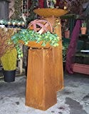Set - Säule oder Schalenständer ca. 60 cm mit Schale und Kugel, aus Metall Edelrost Rost Eisen Deko Garten