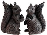 Set von 2 Eisen Effekt Garden Eichhörnchen Ornaments/14 cm Figuren