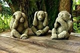 Set von 3 Kunststein Monkey Garden Ornaments. "See No Evil, Hear No Evil, Speak No Evil