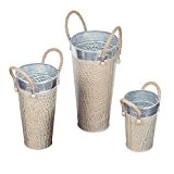 Set von 3 Rusty Runde Metall Franzosisch Eimer Vase Kubel mit Seilgriff Pflanzgefaß Blumentopf Fur outdoor indoor gardening dekor zubehor