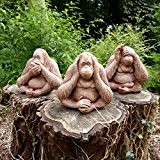 Set von 3 Wise Monkeys - sprechen, sehen,, nicht hören - Garten Ornament