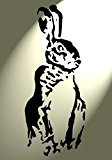 Shabby Chic Kunststoff Schablone Hase sitzend Kaninchen Vintage A4 297 x 210 mm Wand + Möbel DESB