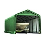 Shelter Logic Foliengarage Garage 33,67 m² grün // 370 x 910 x 340 cm (BxTxH) // Autozelt, Wohnmobilunterstand mit Schneelast ...