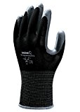 SHOWA 370M black Schwarzes Nylonträgergewebe Schutzhandschuh mit Nitrilbeschichtung auf Handinnenfläche, M, Schwarz