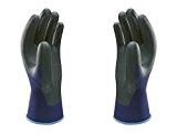 SHOWA 380XL 13 Gauge Nylonträgergewebe Mehrzweckhandschuh mit mikroporöser Nitrilbeschichtung auf Handinnenfläche, XL, Blau/Schwarz