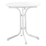 Sieger 1125-40 Boulevard-Tisch mit Puroplan-Platte Durchmesser 68 cm, Stahlrohrgestell weiß, Tischplatte Marmordekor weiß