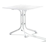 Sieger 1130-40 Boulevard-Tisch mit Puroplan-Platte 80 x 80 cm, Stahlrohrgestell weiß, Tischplatte Marmordekor weiß