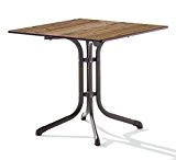 Sieger 1130-75 Boulevard-Tisch mit Puroplan-Platte 80 x 80 cm, Stahlrohrgestell marone, Tischplatte Holzstruktur Fichte