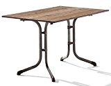 Sieger 1160-75 Boulevard-Tisch mit Puroplan-Platte 120 x 80 cm, Stahlrohrgestell marone, Tischplatte Holzstruktur Fichte