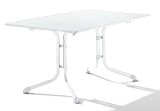 Sieger 1170-40 Boulevard-Tisch mit Puroplan-Platte 140 x 90 cm, Stahlrohrgestell weiß, Tischplatte Marmordekor weiß