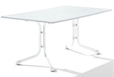 Sieger 1180-40 Boulevard-Tisch mit Puroplan-Platte 165 x 95 cm, Stahlrohrgestell weiß, Tischplatte Marmordekor weiß