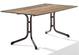 Sieger 1180-75 Boulevard-Tisch mit Puroplan-Platte 165 x 95 cm, Stahlrohrgestell marone, Tischplatte Holzstruktur Fichte