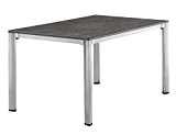 Sieger 1770-51 KT Exclusiv-Tisch mit Puroplan-Platte, 140 x 90 cm, Gestell Aluminium graphit, Tischplatte Beton dunkel